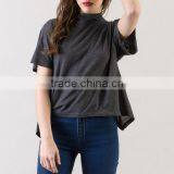 Wholesale Women Clothing Custom High Neck Tshirt With Slit at Back thumbnail-4