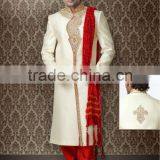 Men's White Designer Stone Work Sherwanis thumbnail-1