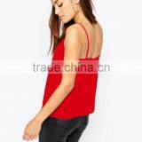 2016 Guangzhou Shandao Wholesale High Fashion New Summer Sexy Spaghetti Strap Red Loose Chiffon XL Size Ladies Top thumbnail-3