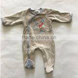 75% Cotton 25% Polyester Velour Baby Boys Footed Romper thumbnail-2