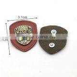Black/brown PU Felt Leather Sew on Patches With Black/bronze Metal Plates Clothing Label for Jeans/jacket PLB-009 thumbnail-1