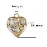 Zinc Based Alloy & Shell Charms Heart Gold Plated Transparent Clear Enamel thumbnail-2