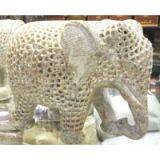Carved Stone Marble Rock Miniature Mini Elephant Figurine W/Trunk Up Good Luck thumbnail-2