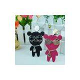 Leather Four Leaf Grass Tassel Flower Bouquet Car Keychain Dust Plugs Women\\\'s Key Chain