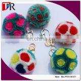 Pretty Fashion Two Tone Genuine Rabbit Fur Pom Pom Keychain Bag Charm