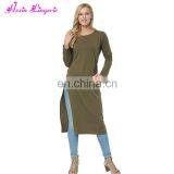 Factory Price Sexy Front Split Long Sleeve Clothes Long One Piece Women Dress 2017 thumbnail-1