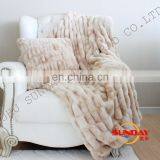 Fashionable Printed Ruched Faux Rabbit Fur Throw ,Good Quality Ruched Fake Rabbit Fur Blanket thumbnail-1