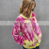 LAITE H2033 Hot Sales Fashion Contrast Color Women's Sweatshirts Ladies Zipper-up Tie Dye Crew Neck Sweatshirt thumbnail-5