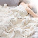 2021 Hot Knitted Blanket, Cute Style Chunky Chenille Throw Blanket Sofa Bed Knitting With Pom-pomsDecoration Soft Warm Blanket thumbnail-5
