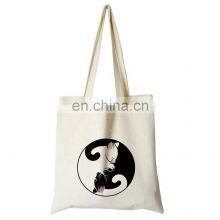Custom Print White Canvas Tote Cute Cat Women Shopping Handbag thumbnail-4