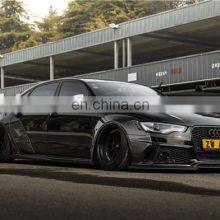 Runde Perfect Fitment For Audi A6 S6 RS6 Upgrade Carbon Fiber Wide Body Kit Front Bumper Lip Wide Wheel Eyebrow Spoiler thumbnail-4