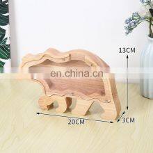 Wholesale Cheap Custom Blank Money Saving Boxes Wooden Safe Children Kids Piggy Coin Bank Dinosaur for Kids Adults thumbnail-3