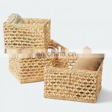 Set Of 3 100% Natural Material Water Hyacinth Storage Basket Orgnization Baskets Wholesale High Quality Vietnam Cheap Wholesale thumbnail-1