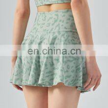 Quick Dry Leopard Print High Waist 2-in-1 Mini Tennis Skirt Women Outdoor Sportswear Golf Apparel With Side Pocket Shorts Skirt thumbnail-3