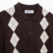 Spring 2025 New Product: European and American Minor Brand Short-Sleeved Diamond-Shape Knitted Polo Shirt Top thumbnail-2