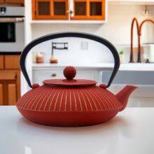 800ml Free Handmade Samovar Cast Red Mini Iron Teapot Cast Iron Kettle Teapot Tea Set Rom Clay Ename thumbnail-3