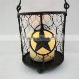 Iron Holiday Candle Lantern,electric Candlestick,polished Brass Holder thumbnail-3