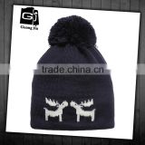 Wholesale fashion cheap winter acrylic custom beanie hats with pom pom knit hat