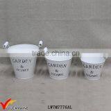 Garden and Home Vintage White Painting Handmade Zinc Pail Flower Pot thumbnail-1