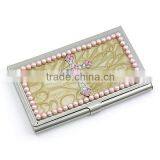 Enamel Accented Pink Pearl Business Card Holder Card Box Card Case thumbnail-1
