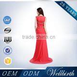 Jewel Illusion Neck Mermaid Chiffon Western Paris Ladies Evening Dress thumbnail-2