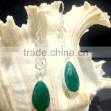 Green Onyx Pear Facet Earrings, 925 Solid Sterling Silver Earrings, Designer Natural Gemstone Bezel Earrings,