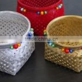 High quality best selling eco-friendly bamboo basket with beads from viet nam