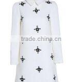 2015 hotwholes unique turndown collar three lines cross-shape embroider ladies coat