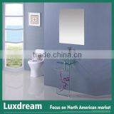 Elegant Vanity Glass Wash Basin With Stainless Steel Shelf