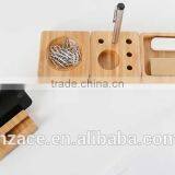 Bamboo Smart Phone Dock Stand Desk Organizer Office Accessories Set thumbnail-2