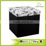 Fabric Folding Black Small Size Storage Ottoman thumbnail-1