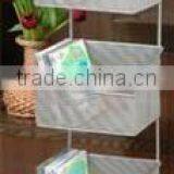 New Design Fashion Decorative Metal Wire Mesh 3 Tier Silver CD Shelf thumbnail-1
