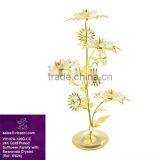 24K Gold Plated Crystal Decorative Flower Stand for Home Decoration thumbnail-1