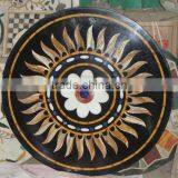 Black Marble Stone Inlaid Table Top Marble Inlay Coffee Table thumbnail-1