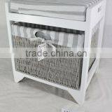 Bench Seat With Wicker Storage Basket thumbnail-1