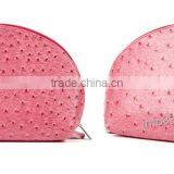 Women's Cosmetic Bag Colorfull Fashion Ostrich Grain Leather Make-up Bag Manufacturer thumbnail-4