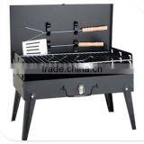 Black BBQ Grill Portable Grill Roaster With Lid thumbnail-1