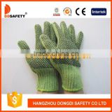 DDSAFETY 2017 Heavy Weight Green String Knit Gloves Black PVC Dots Gloves Both Sides