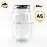 Plastic Type and Beverage Use mason jar 16OZ