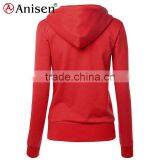 Oem Service 100% Cotton Slim Custom Women Zipper Hoodies thumbnail-2