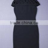 Brown Hollow Out Small O Neck 2015 New Fashion Bodycon Sexy Women's HL Bandage Dress Celebrity Party Dress thumbnail-6