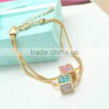 The New Temperament Square With Colorful Bracelet Gold Bracelet thumbnail-1