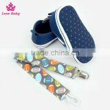 Cute Rugby Pattern Newborn Brown Color Crib Shoes Baby Shoes Matching Pacifier Clip thumbnail-5