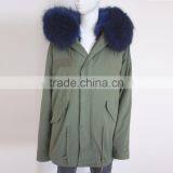 Myfur Army Green Fabric Parka With Fox Belly Fur Lining Winter Coat Wholesale thumbnail-2