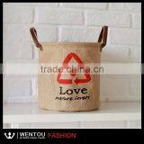 New Design Green Patterned Burlap Basket thumbnail-1