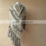 Blanket Scarf Style of Warm Shawl, Large Shawl, Beige Shawl Hand Knit for Women With Black, Ivory Off White, Taupe Shawl, Fring thumbnail-2