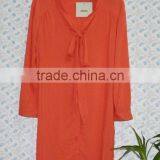 Orange Colour Women Formal Long Shirts Designs thumbnail-1