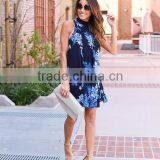 Fashion Women Floral Embroidery Denim Dress Summer Beach Off Shoulder Mini Dress Apparel thumbnail-2