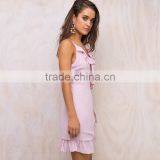 Falbala Ruffle Frill Mini Slip With Adjustable Strap Lady's Short Wrap Dress thumbnail-2