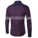 Latest Design Dress Contrast Collar and Cuff Paisley Cotton Men Shirt thumbnail-2